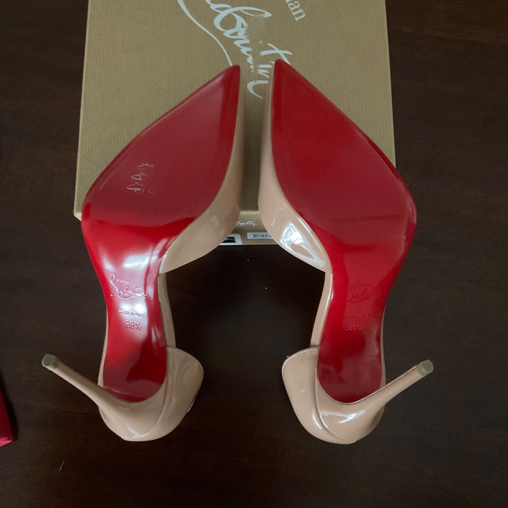 Christian Louboutin  IRIZA 100 patent  nude women heels size 38.5 NWT - Picture 7 of 8